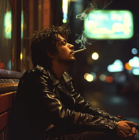 Black leather motorcycle smoke — 60