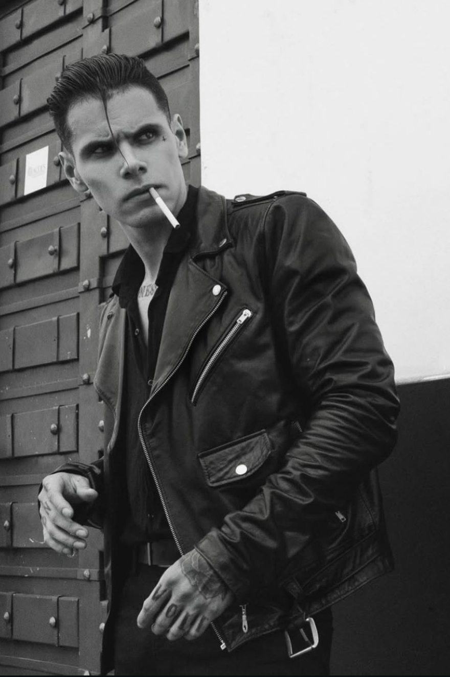 Black leather motorcycle smoke — 50