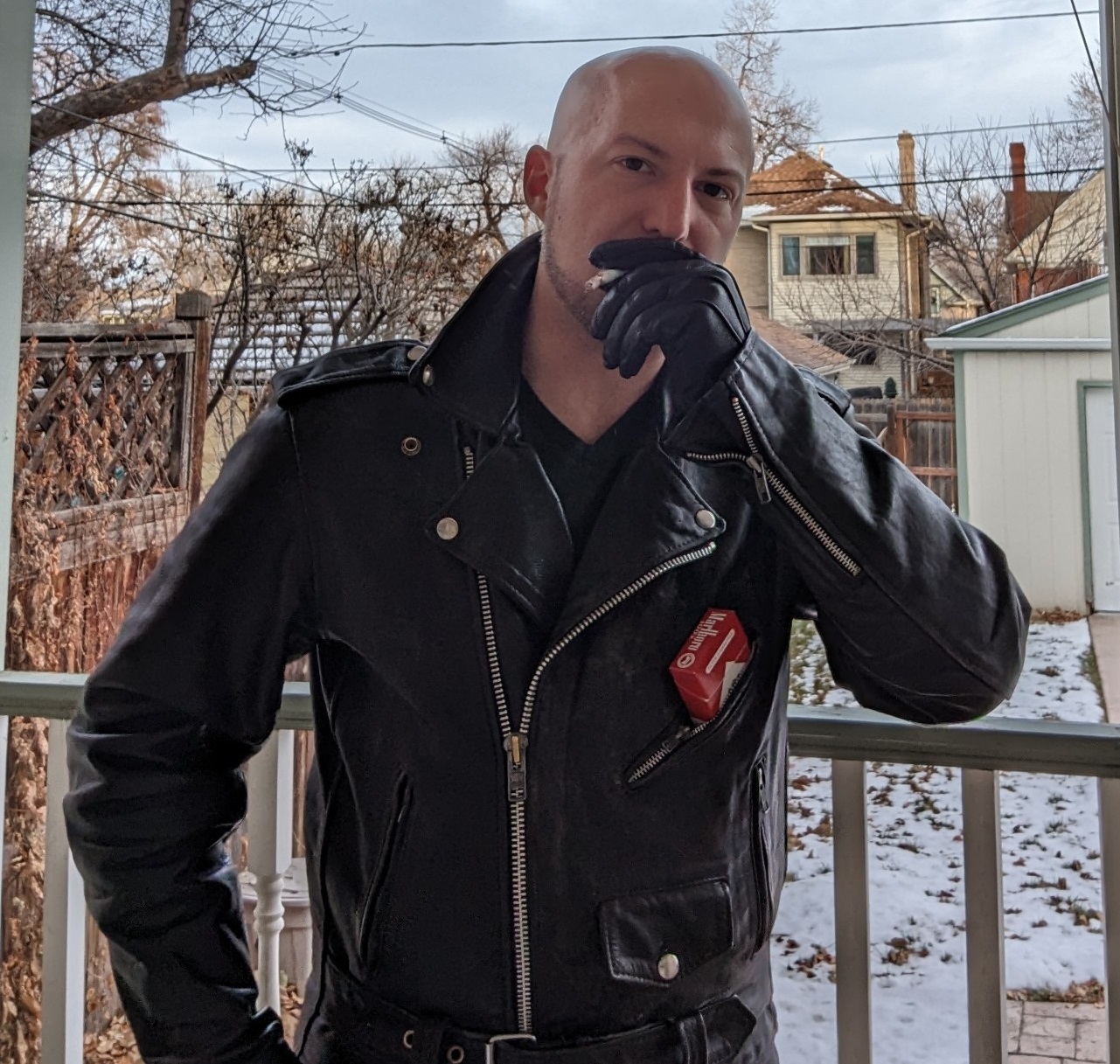 Black leather motorcycle smoke — 12